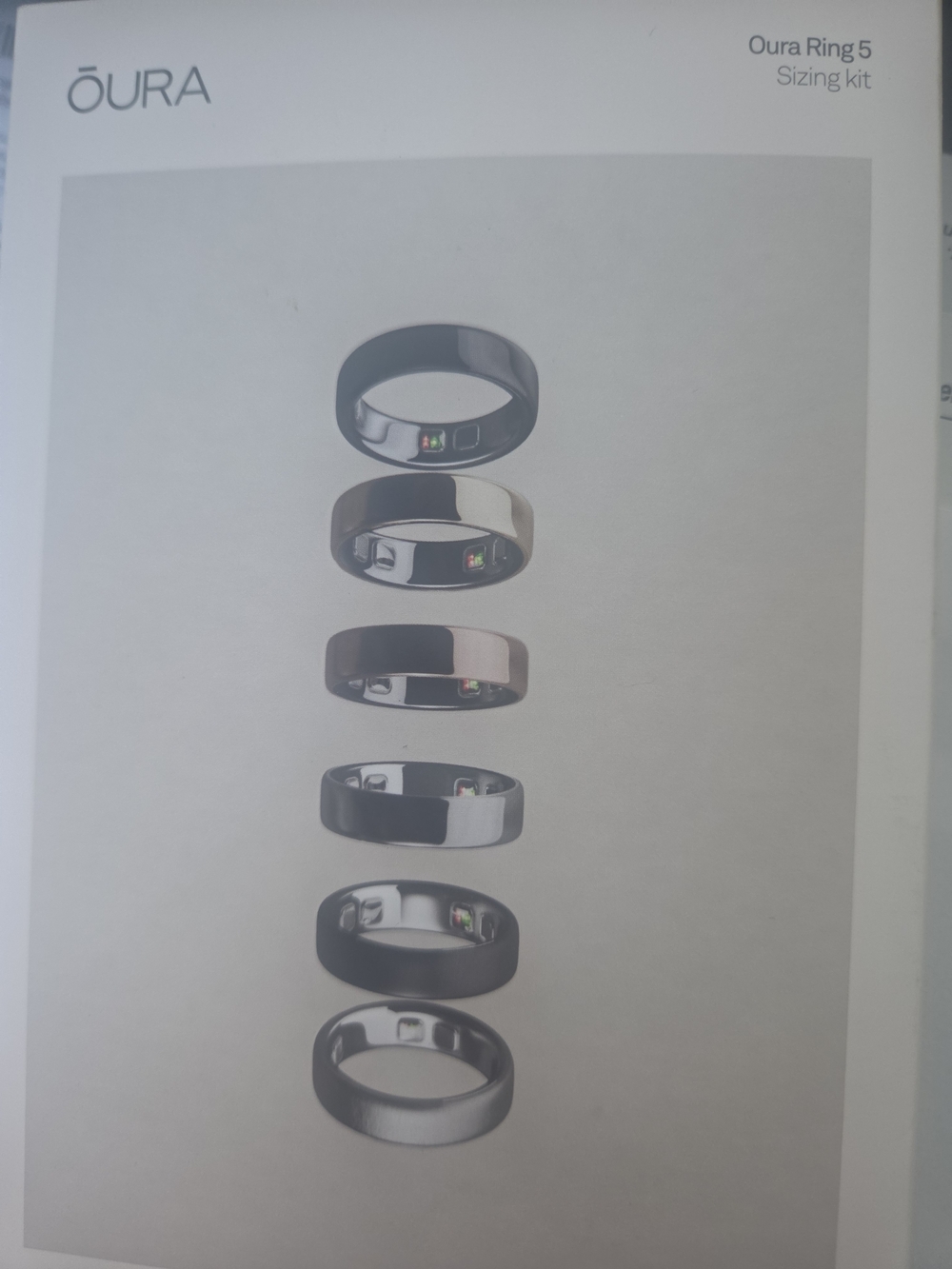 Oura Ring 5 Sizing Kit - Black/Silver